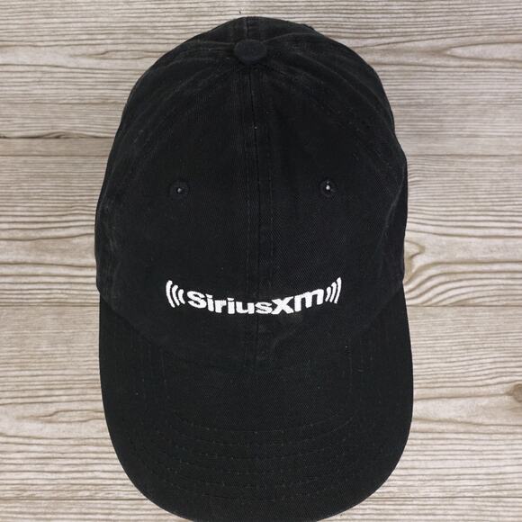 SIRIUS XM SATTELITE RADIO BLACK STRAPBACK BASEBALL HAT CAP - Picture 3 of 8